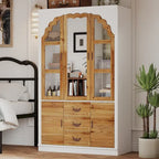 Armoire-penderie rustique extensible avec porte vitrée