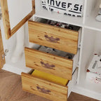 Armoire-penderie rustique extensible avec porte vitrée