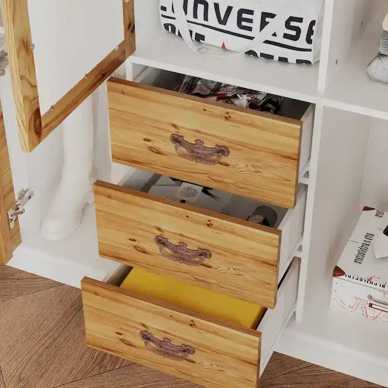 Armoire-penderie rustique extensible avec porte vitrée