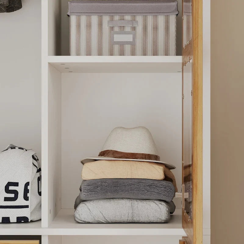Armoire-penderie rustique extensible avec porte vitrée
