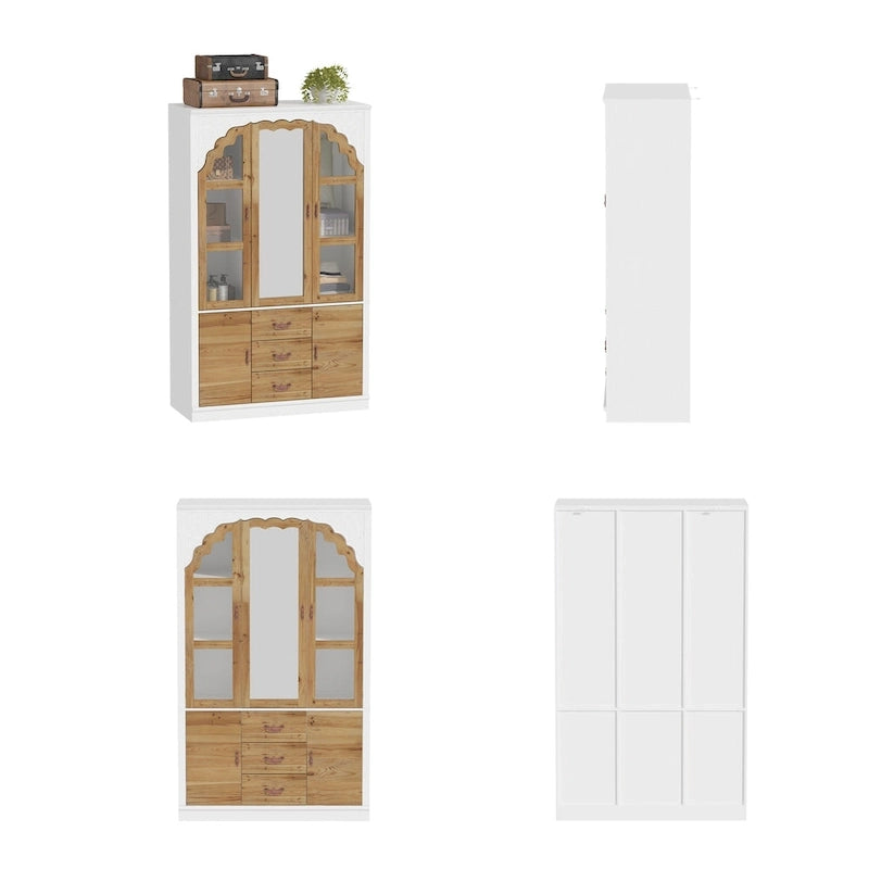 Armoire-penderie rustique extensible avec porte vitrée