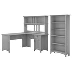 Bureau en L de 60 pouces avec huche et bibliothèque