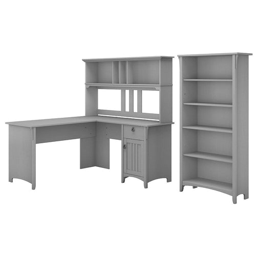 Bureau en L de 60 pouces avec huche et bibliothèque