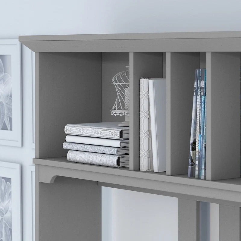 Bureau en L de 60 pouces avec huche et bibliothèque