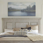 Tête de lit King (180 cm) blanc antique et tabac