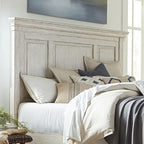 Tête de lit King (180 cm) blanc antique et tabac