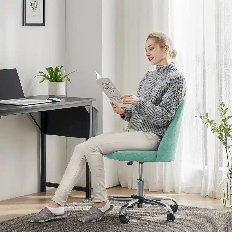 Chaise de bureau pivotante en tissu réglable avec roulettes