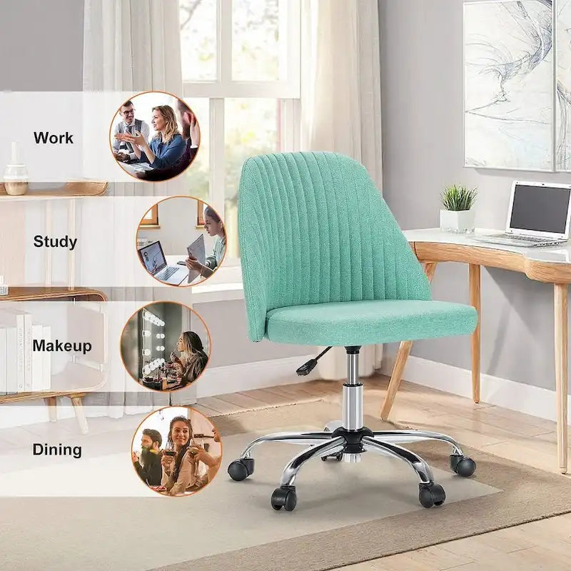 Chaise de bureau pivotante en tissu réglable avec roulettes