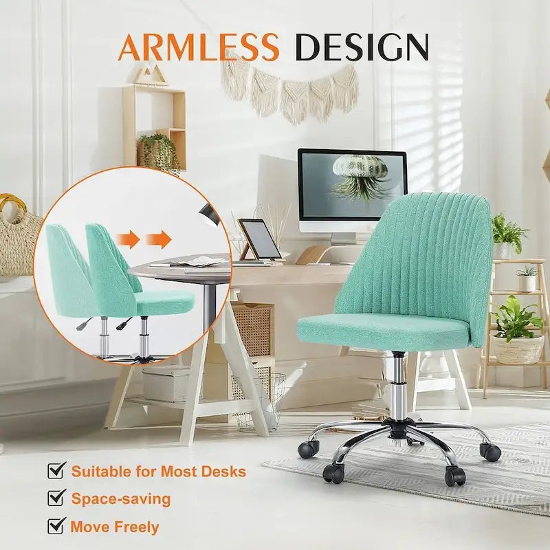 Chaise de bureau pivotante en tissu réglable avec roulettes