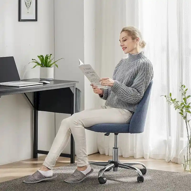 Chaise de bureau pivotante en tissu réglable avec roulettes