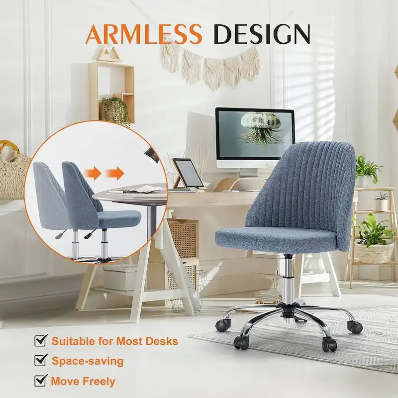 Chaise de bureau pivotante en tissu réglable avec roulettes