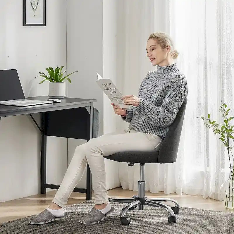 Chaise de bureau pivotante en tissu réglable avec roulettes