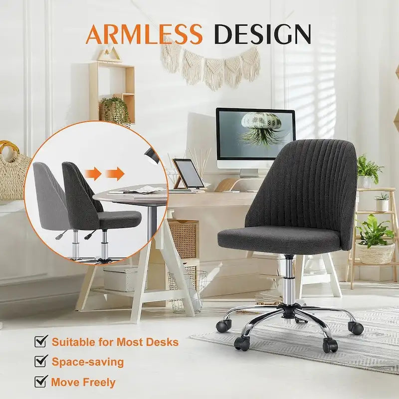 Chaise de bureau pivotante en tissu réglable avec roulettes