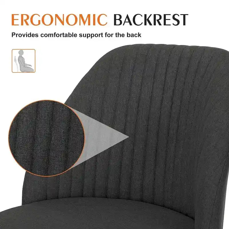 Chaise de bureau pivotante en tissu réglable avec roulettes