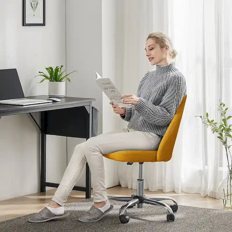 Chaise de bureau pivotante en tissu réglable avec roulettes