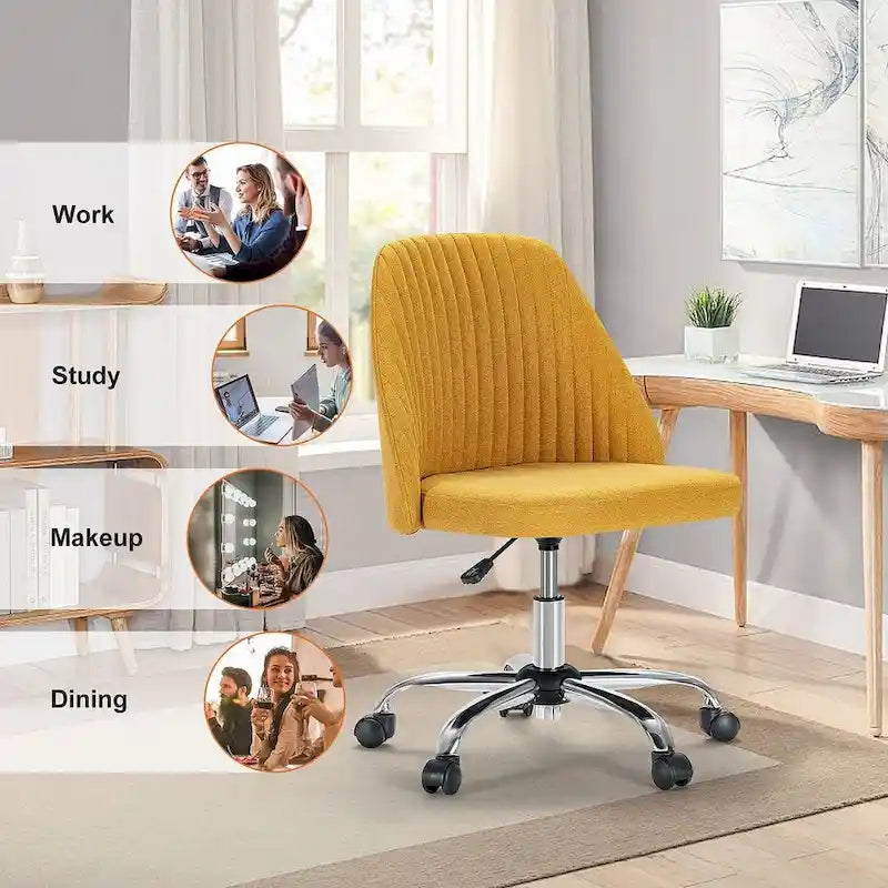 Chaise de bureau pivotante en tissu réglable avec roulettes