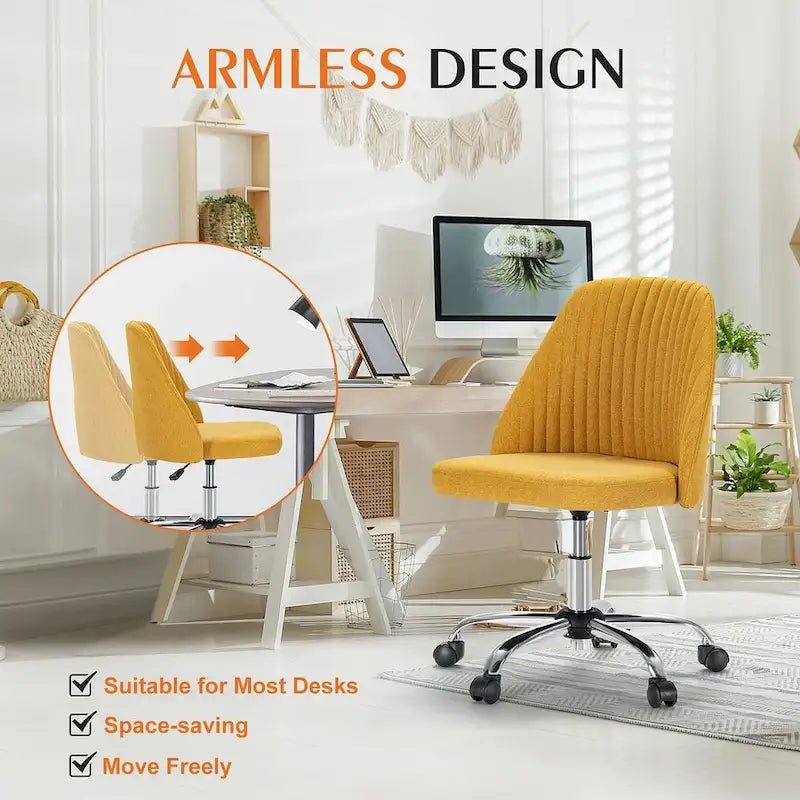 Chaise de bureau pivotante en tissu réglable avec roulettes