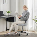 Chaise de bureau pivotante en tissu réglable avec roulettes