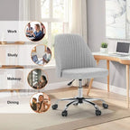 Chaise de bureau pivotante en tissu réglable avec roulettes