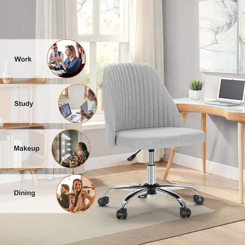 Chaise de bureau pivotante en tissu réglable avec roulettes