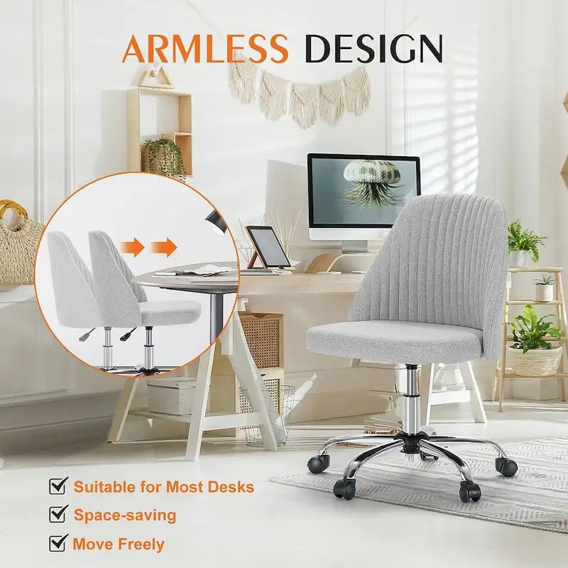 Chaise de bureau pivotante en tissu réglable avec roulettes
