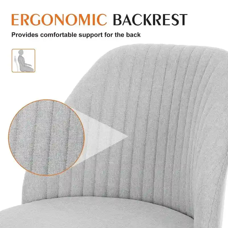Chaise de bureau pivotante en tissu réglable avec roulettes