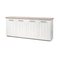 Vaisselier en bois massif clair et blanc avec 4 portes