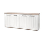 Vaisselier en bois massif clair et blanc avec 4 portes