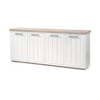 Vaisselier en bois massif clair et blanc avec 4 portes