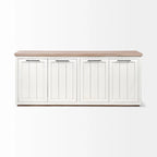 Vaisselier en bois massif clair et blanc avec 4 portes