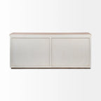 Vaisselier en bois massif clair et blanc avec 4 portes