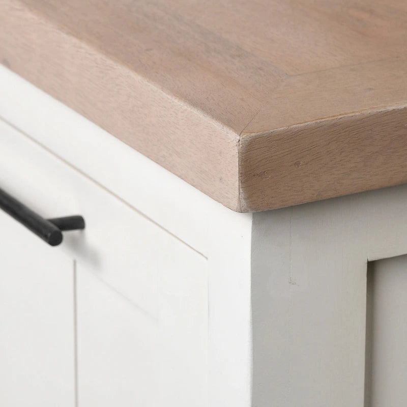Vaisselier en bois massif clair et blanc avec 4 portes