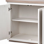 Vaisselier en bois massif clair et blanc avec 4 portes