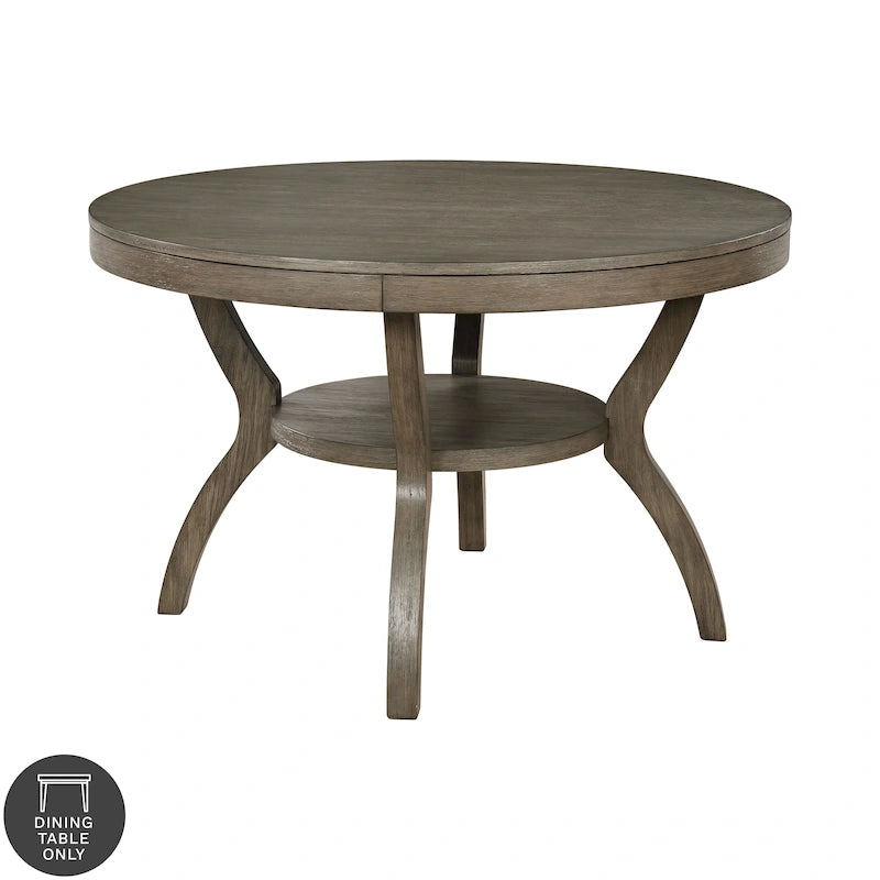Table à manger ronde rustique en bois gris de 48 pouces