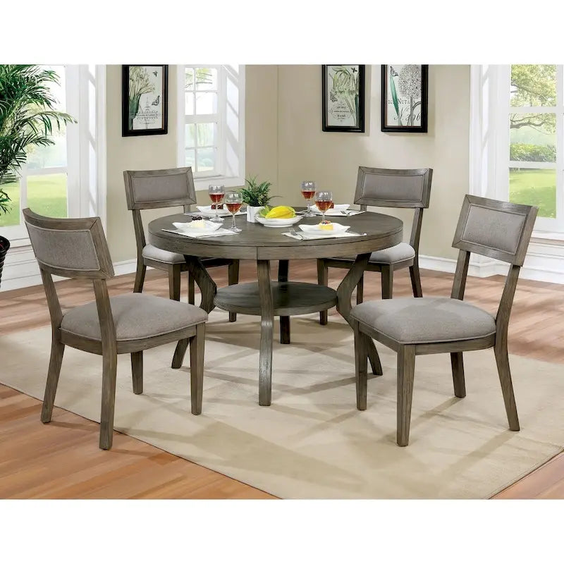 Table à manger ronde rustique en bois gris de 48 pouces