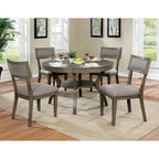 Table à manger ronde rustique en bois gris de 48 pouces
