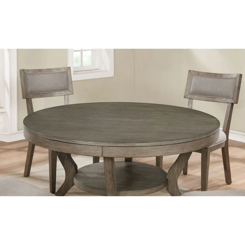 Table à manger ronde rustique en bois gris de 48 pouces