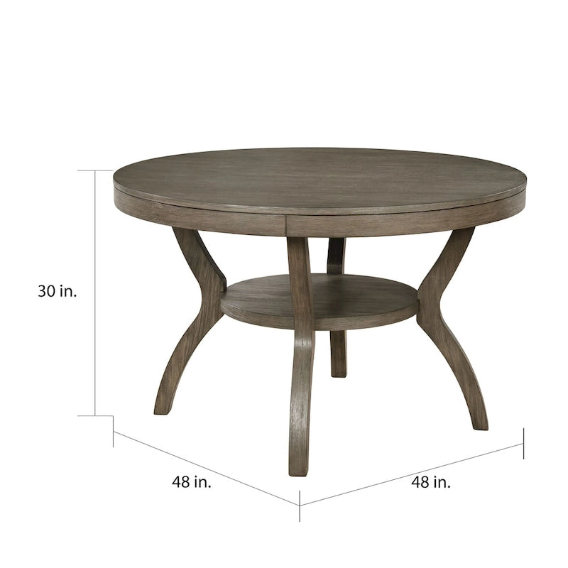 Table à manger ronde rustique en bois gris de 48 pouces