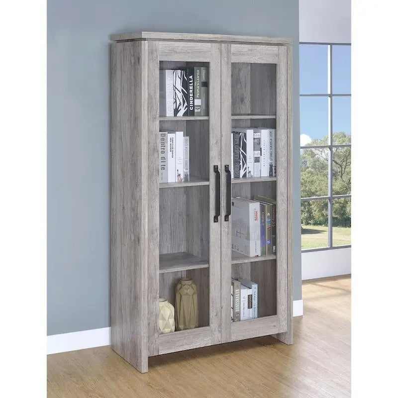 Meuble vitrine en bois avec deux portes vitrées
