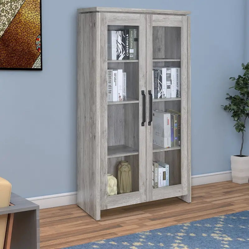 Meuble vitrine en bois avec deux portes vitrées
