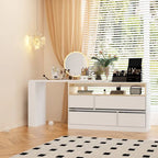 Coiffeuse d'angle rotative blanche avec rangement