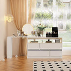 Coiffeuse d'angle rotative blanche avec rangement
