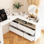 Coiffeuse d'angle rotative blanche avec rangement