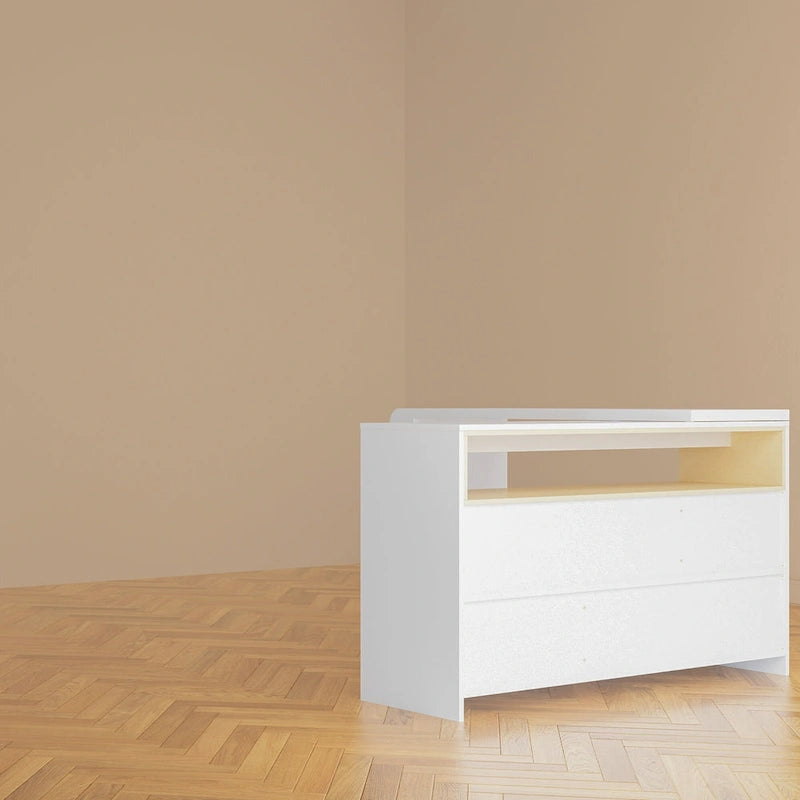 Coiffeuse d'angle rotative blanche avec rangement
