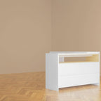 Coiffeuse d'angle rotative blanche avec rangement