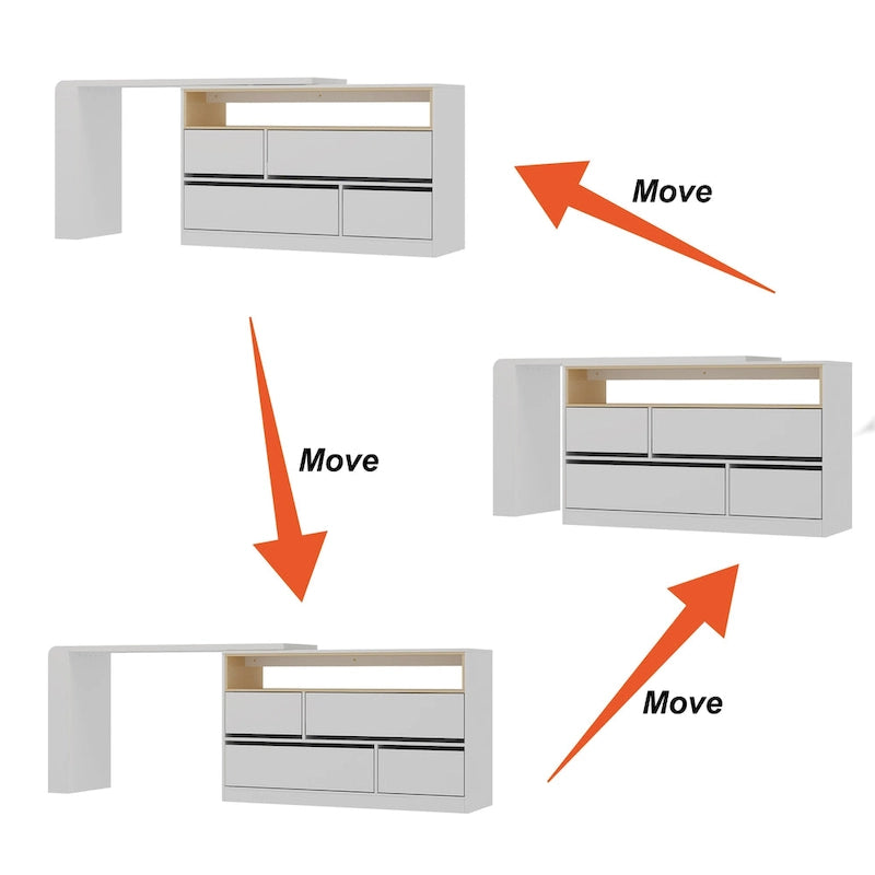 Coiffeuse d'angle rotative blanche avec rangement