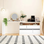 Coiffeuse d'angle rotative blanche avec rangement