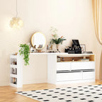 Coiffeuse d'angle rotative blanche avec rangement