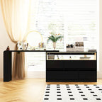 Coiffeuse d'angle rotative blanche avec rangement