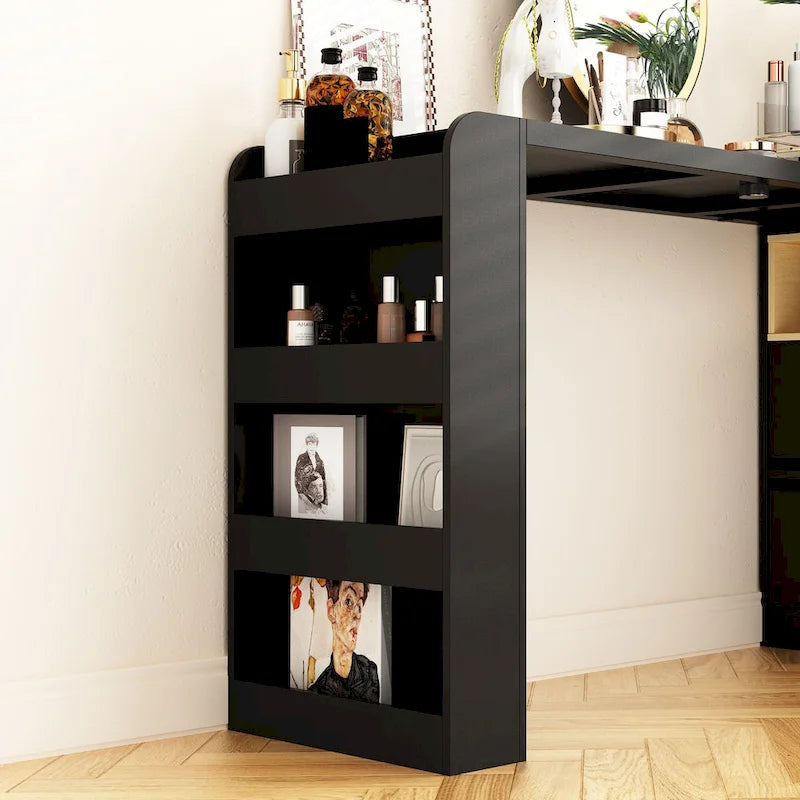 Coiffeuse d'angle rotative blanche avec rangement